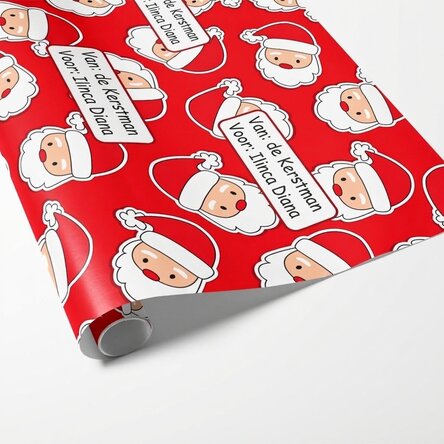 Gepersonaliseerd cadeaupapier met tekst - Kerstman