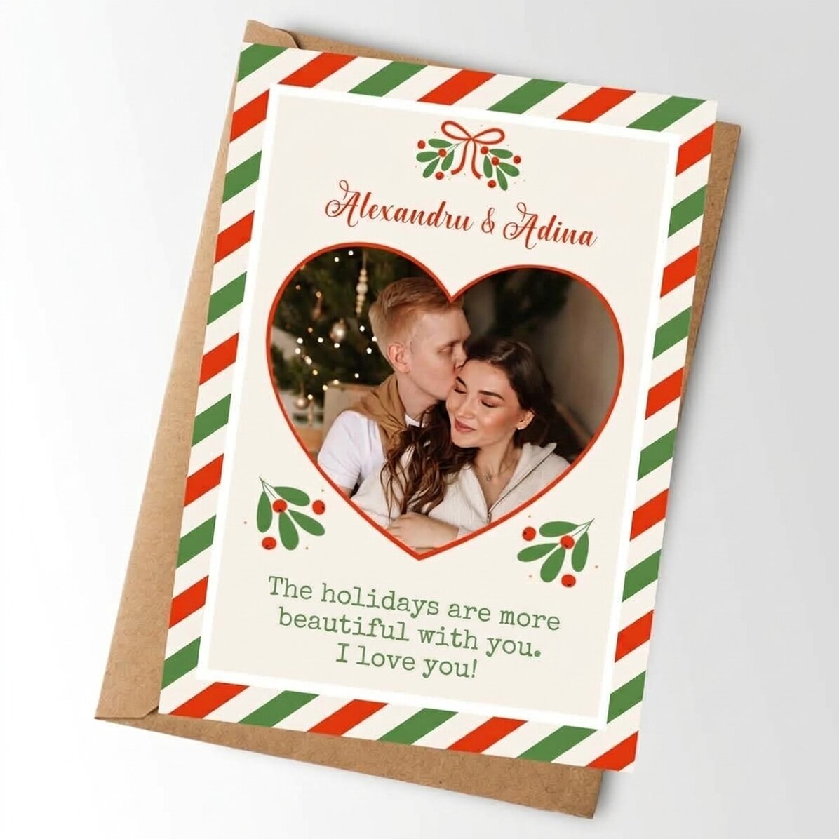 Carte personnalisée avec photo et message - Noël