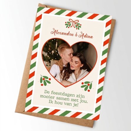 Gepersonaliseerde kaart met foto en boodschap - Kerstmis