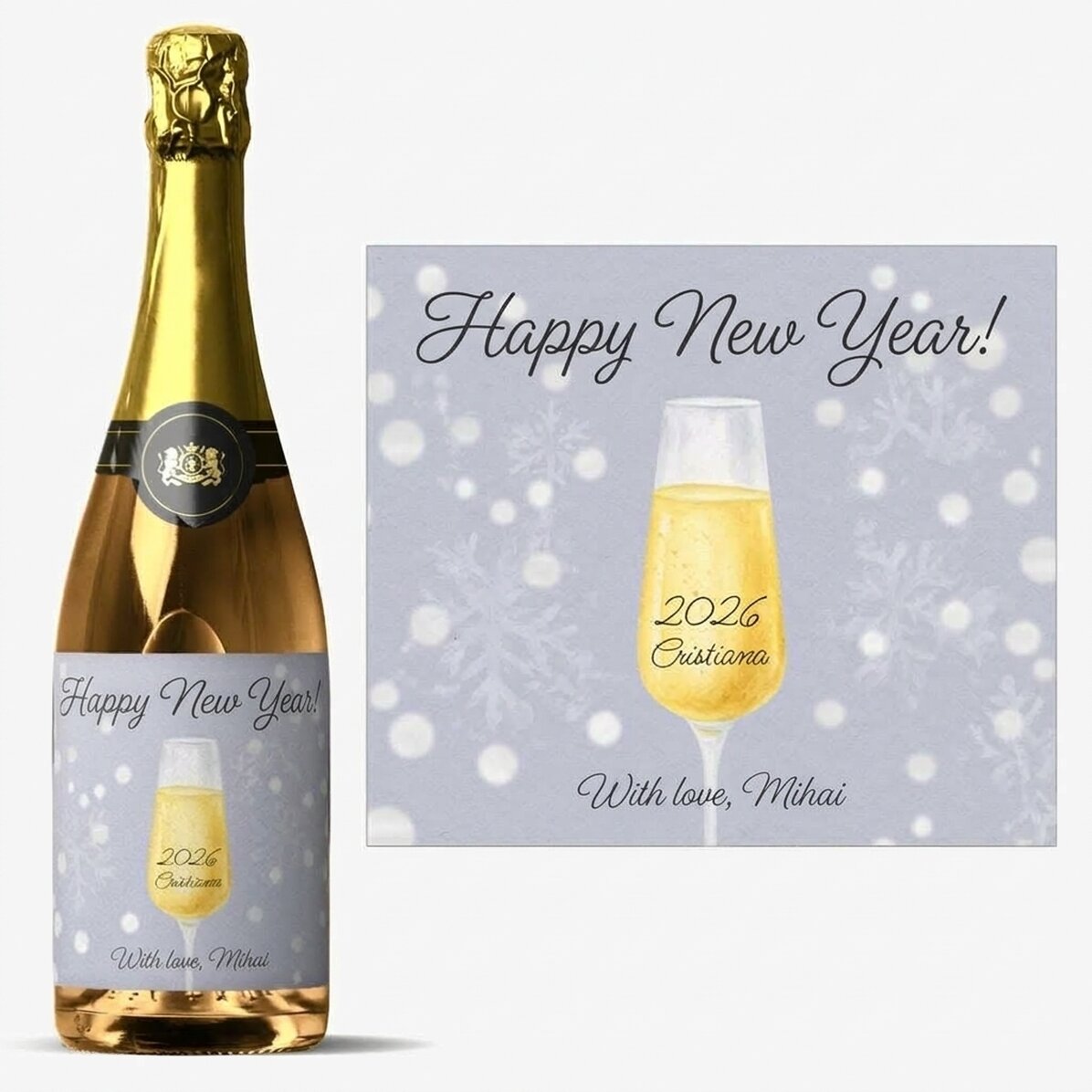 Mousserende wijn met gepersonaliseerde tekst - Champagne Glass