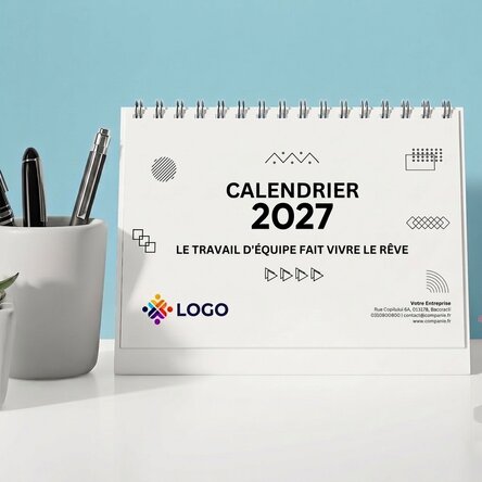 Calendrier de bureau personnalisé avec logo et texte