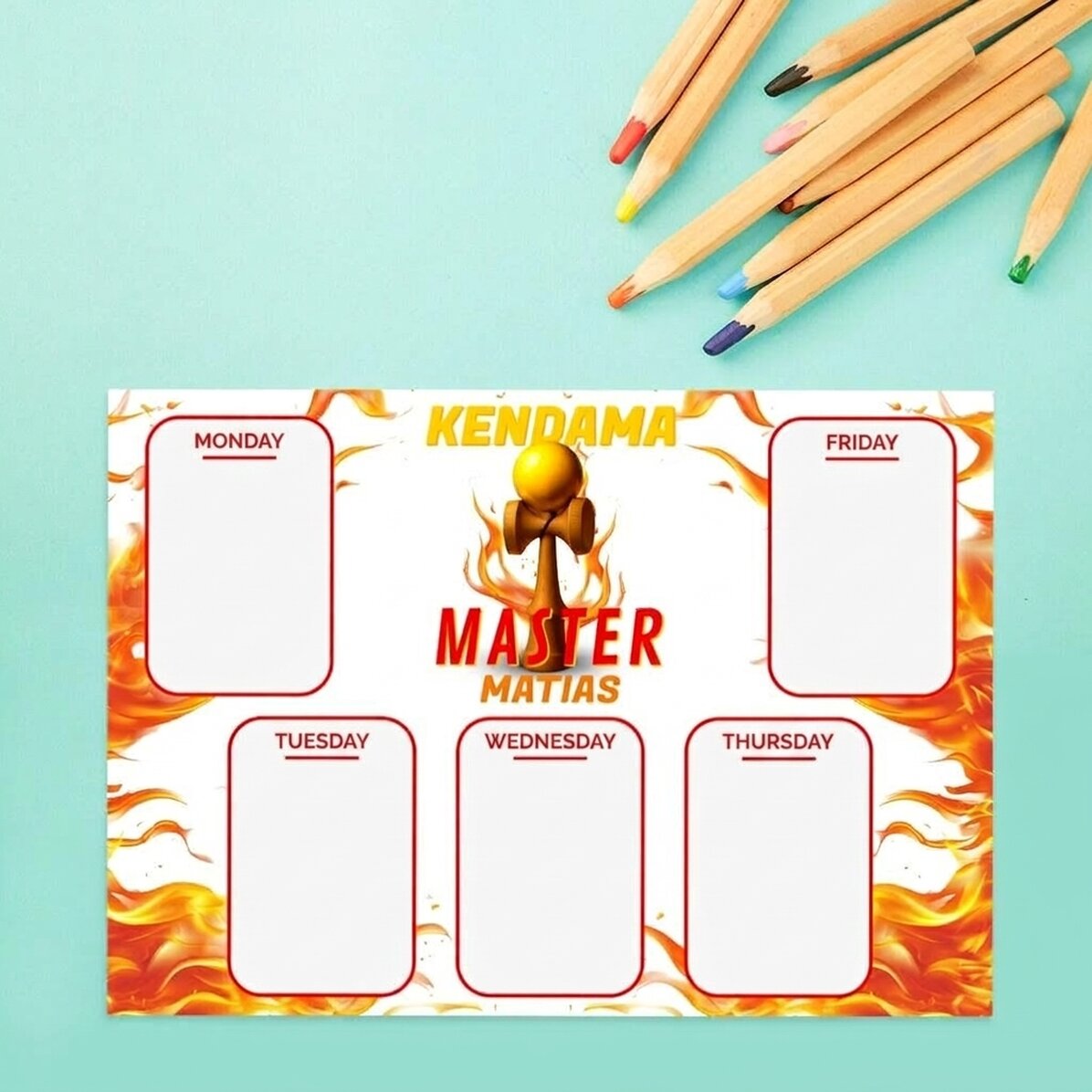 Emploi du temps personnalisé avec texte - Kendama Master
