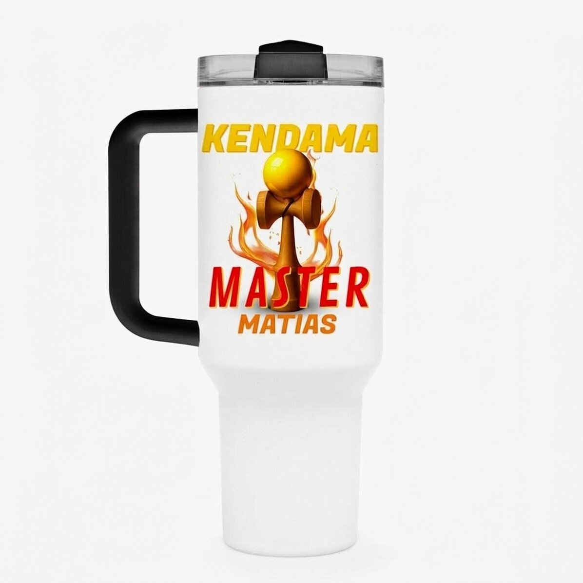 Thermosfles met handvat en rietje, gepersonaliseerd met naam - Kendama Master