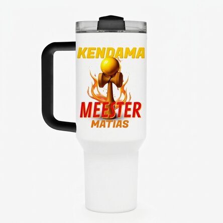 Thermosfles met handvat en rietje, gepersonaliseerd met naam - Kendama Master
