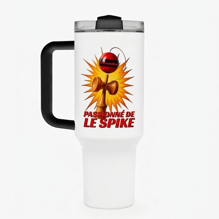 Tasse isotherme avec poignée et paille, personnalisée avec un prénom - Spike Enthusiast