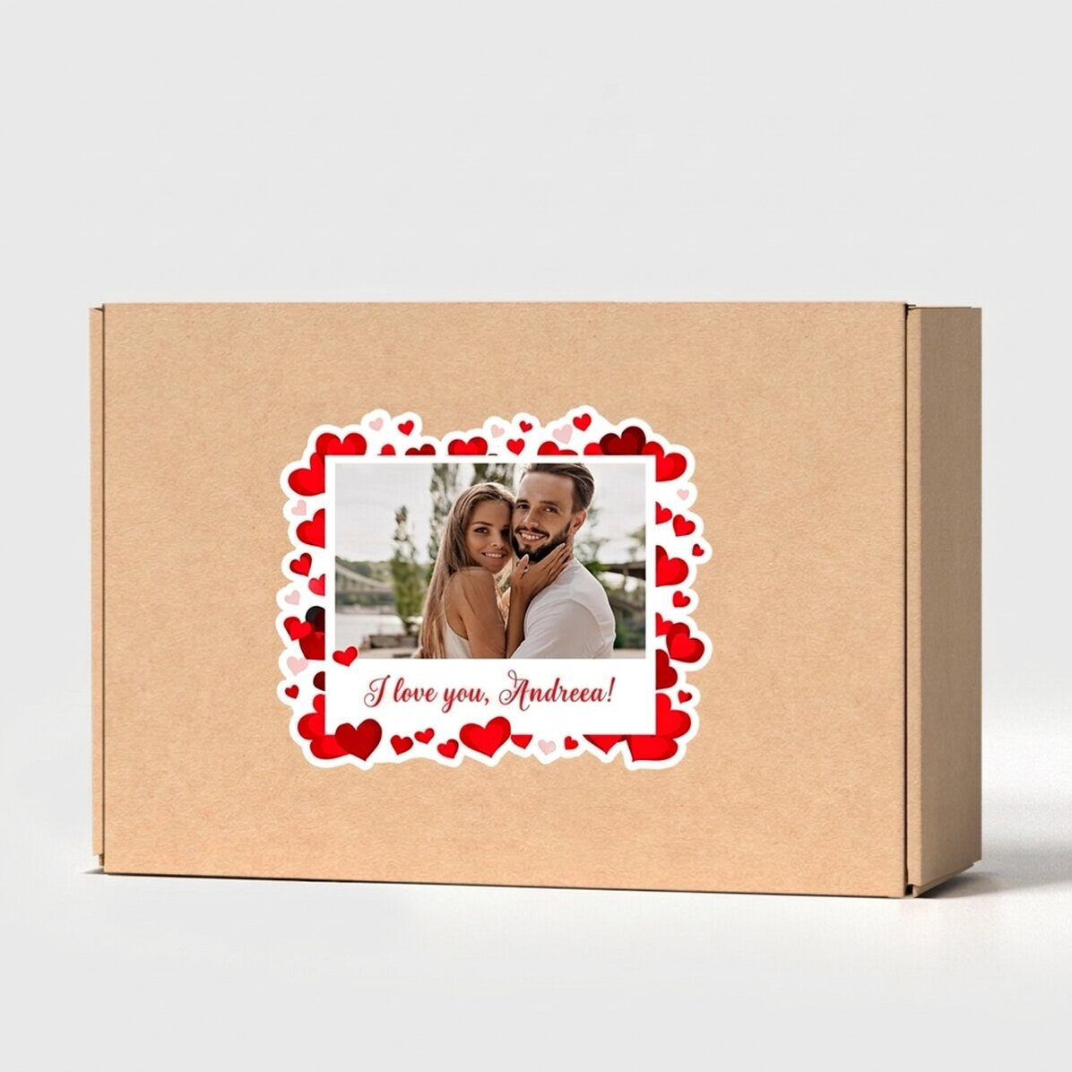 Gepersonaliseerde kraftdoos met sticker - Love