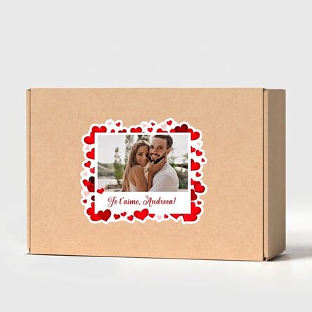 Boîte en papier kraft personnalisée avec un autocollant - Love