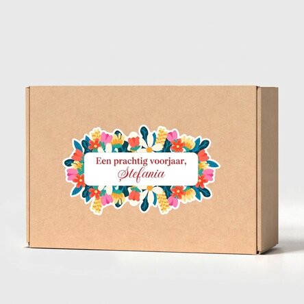 Gepersonaliseerde kraftdoos met sticker - Bloemenmotief