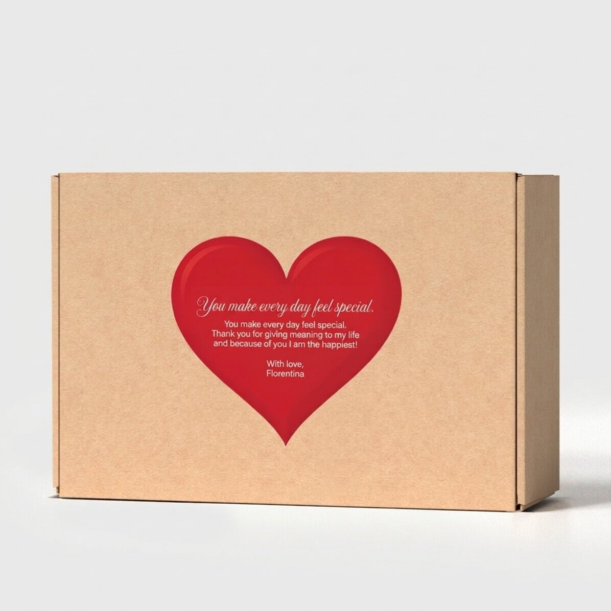 Gepersonaliseerde kraftdoos met sticker - Hart