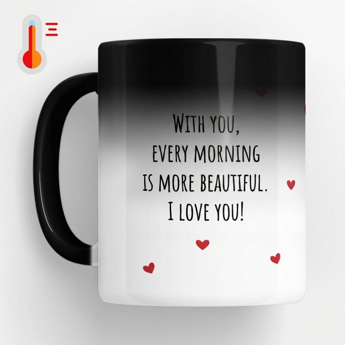 Tasse thermosensible personnalisée avec message - Love