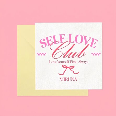 Gepersonaliseerde vierkante kaart met tekst - Self Love Club
