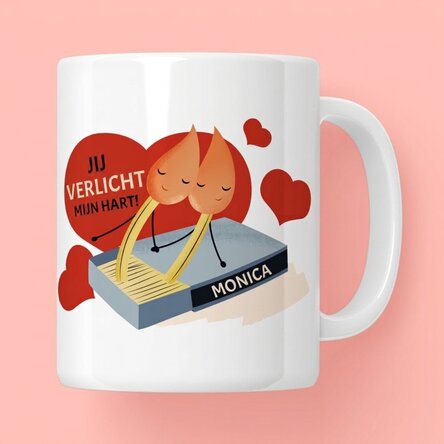 Gepersonaliseerde mok met tekst - Ligh up my heart