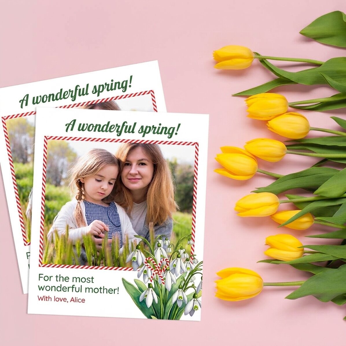 Photo personnalisée 10 x 12 cm avec une photo et un texte - Printemps