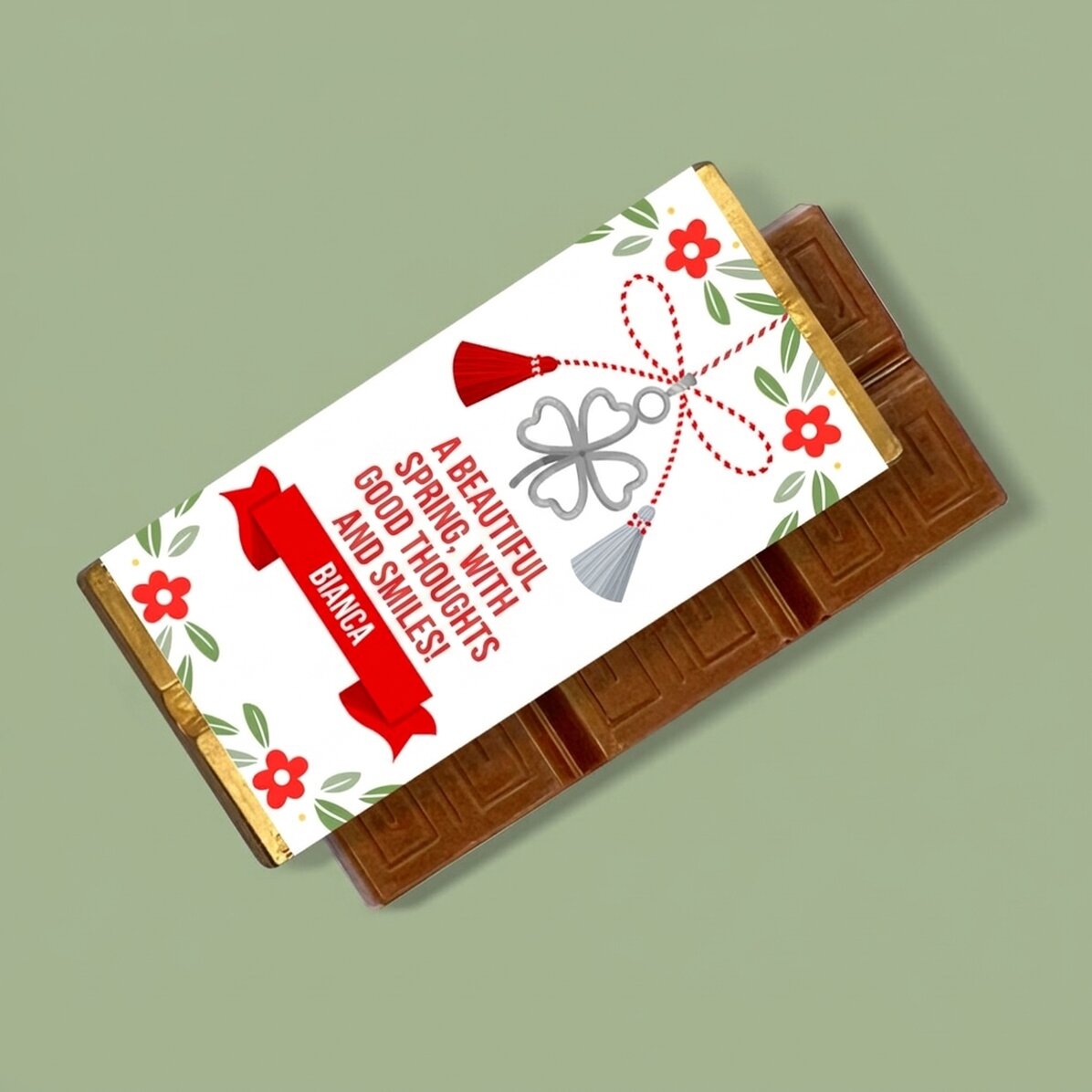 Mini-tablette de chocolat personnalisée avec un texte