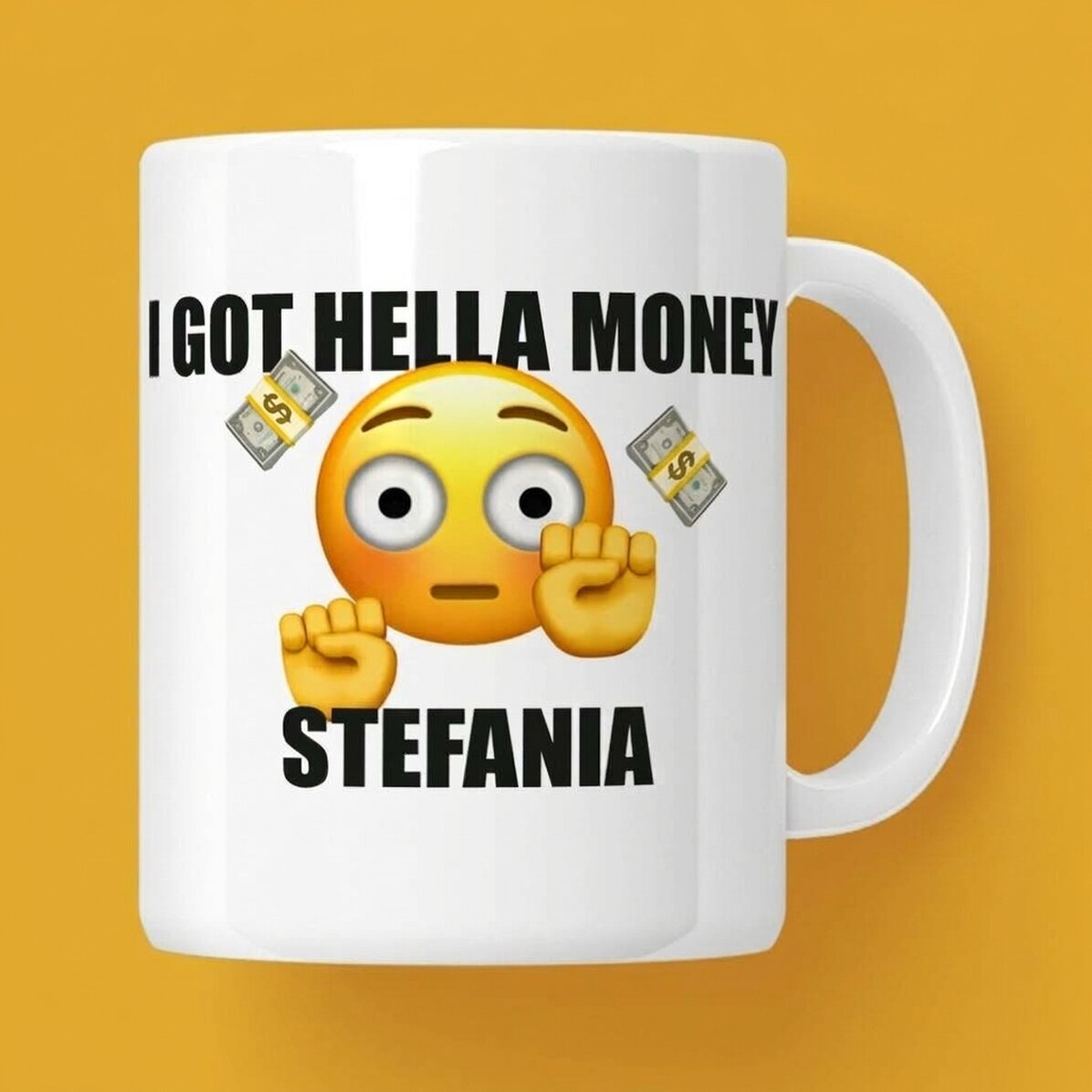 Gepersonaliseerde mok met tekst - I got hella money