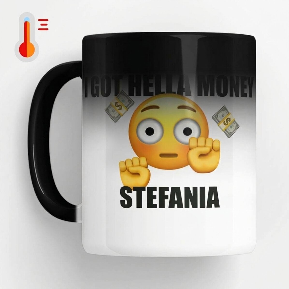 Gepersonaliseerde magische mok met tekst - I got hella money