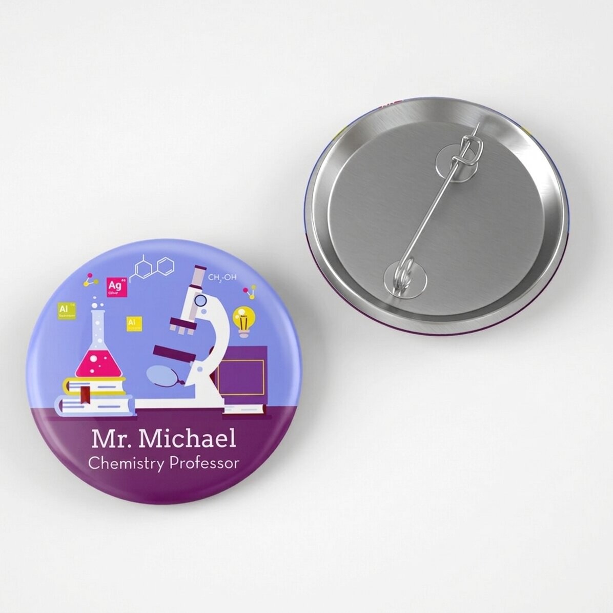 Gepersonaliseerde button met tekst - Docent scheikunde