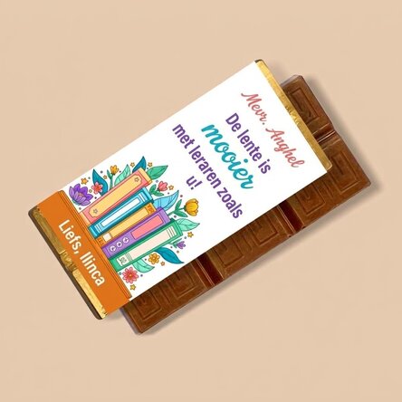 Gepersonaliseerde mini-chocoladereep met tekst voor leraressen