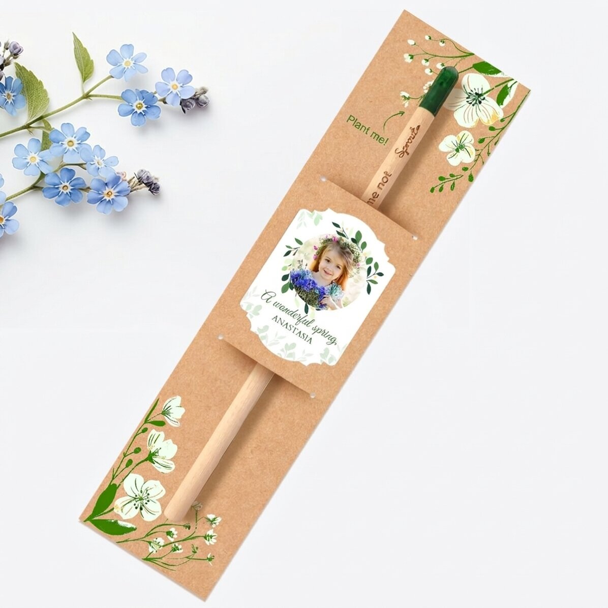 Crayon à planter personnalisé avec photo et message - Un merveilleux printemps