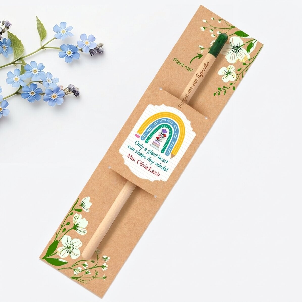 Crayon à planter personnalisé avec un message pour les enseignantes de maternelle