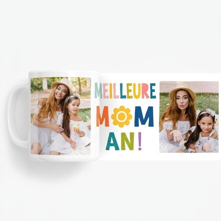 Tasse personnalisée avec 2 photos - La meilleure maman du monde !