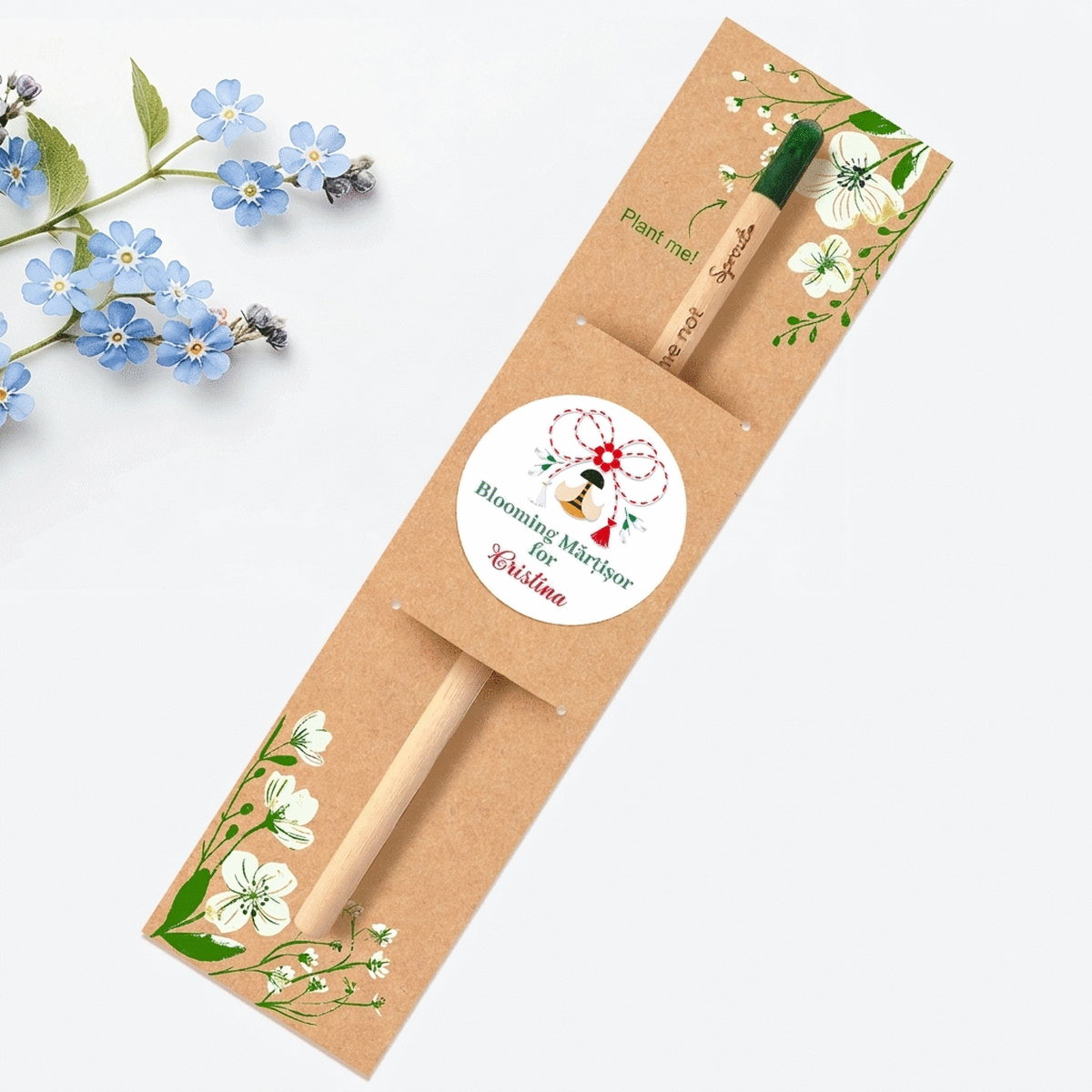 Crayon à planter personnalisé avec un message fleuri