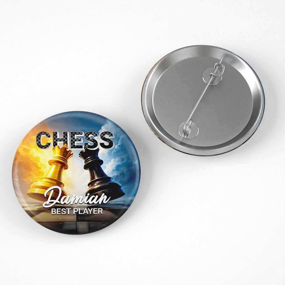 Gepersonaliseerde button met tekst - Schaakspeler