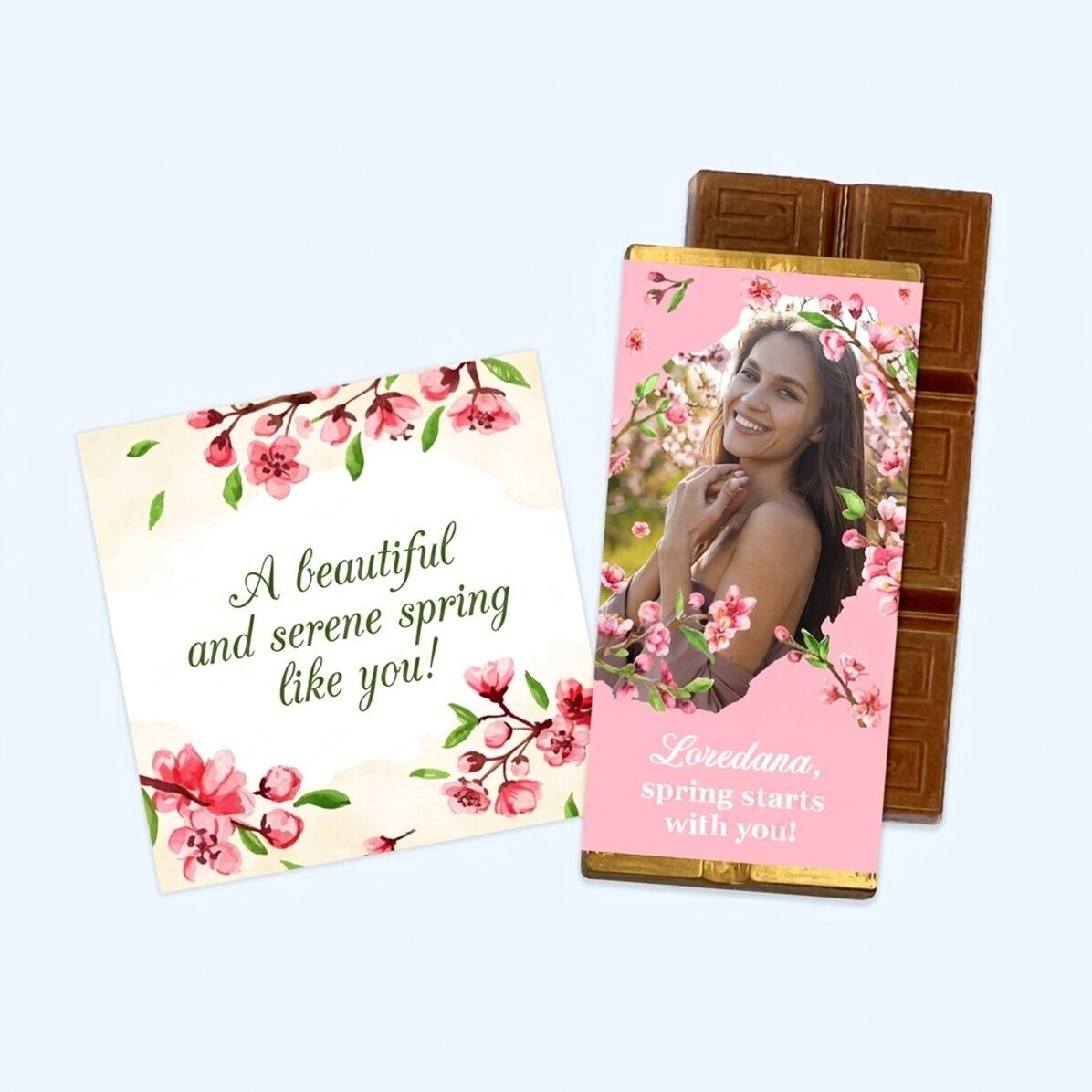 Lente-cadeauset met magneet en gepersonaliseerd mini-chocoladeblokje