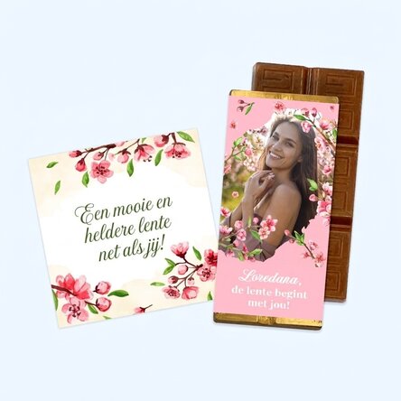Lente-cadeauset met magneet en gepersonaliseerd mini-chocoladeblokje