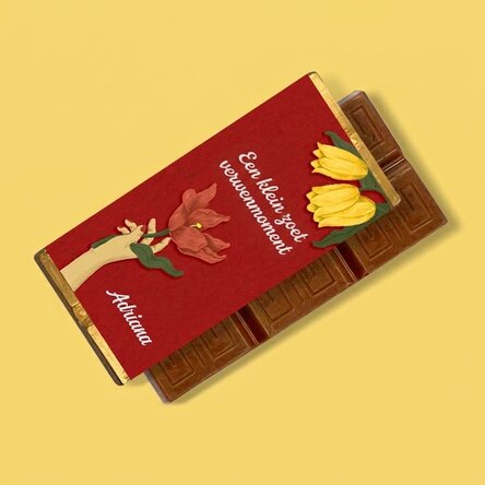 Gepersonaliseerde mini-chocoladereep met tekst - Flowers