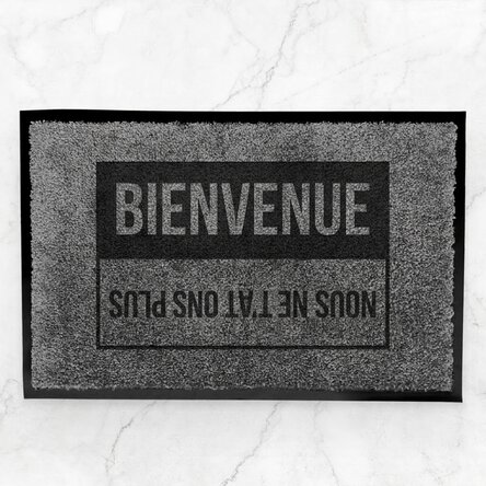 Paillasson d'entrée d'intérieur personnalisé avec inscription - « Bienvenue, on ne t'attendait plus 