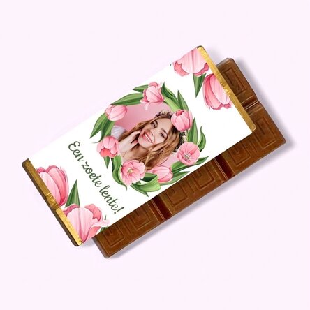 Gepersonaliseerde mini-chocoladereep met boodschap en foto - Een zoete lente!