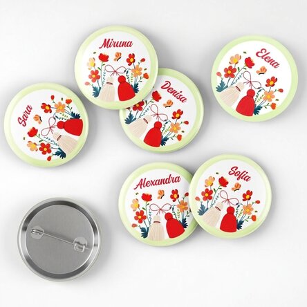Set van 6 gepersonaliseerde badges met naam