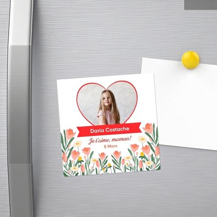 Aimant 10 x 10 personnalisé avec une photo et un texte - 8 mars