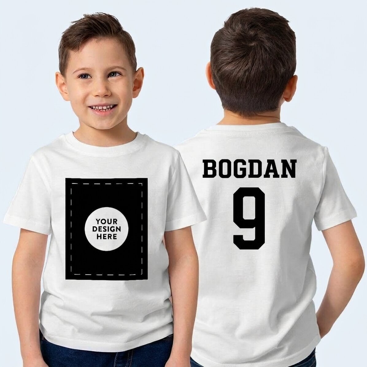 T-shirt en coton personnalisé pour fille - au dos, avec votre illustration et votre texte