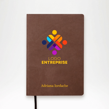 Agenda en cuir personnalisé, coloré, avec logo et texte