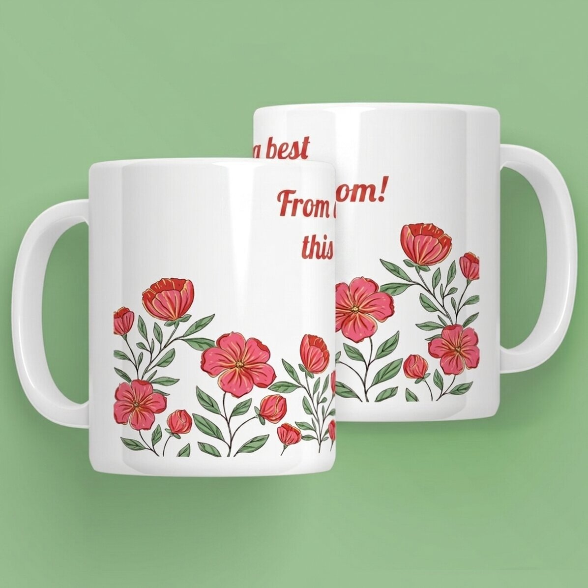 Gepersonaliseerde mok met tekst - Floral