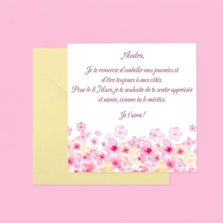 Carte carrée personnalisée avec texte - Fleurs