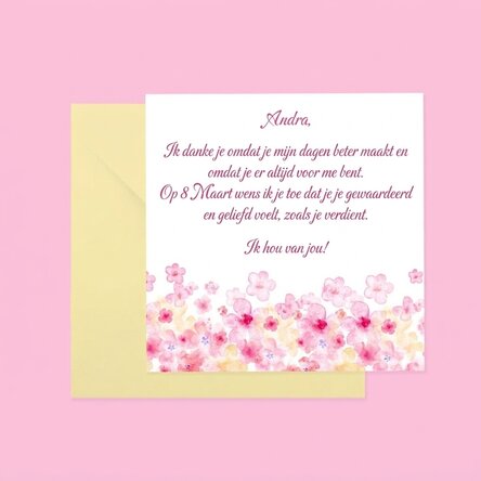 Gepersonaliseerde vierkante kaart met tekst - Bloemen