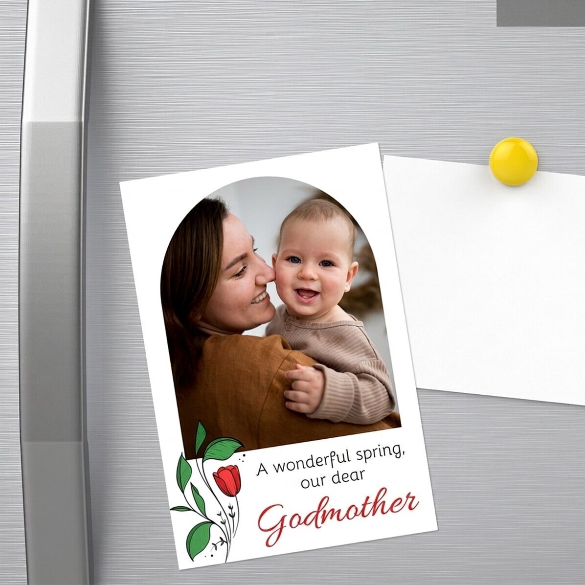 Magnet van 10 x 15 cm, gepersonaliseerd met een foto en een boodschap - Bloemen voor jou
