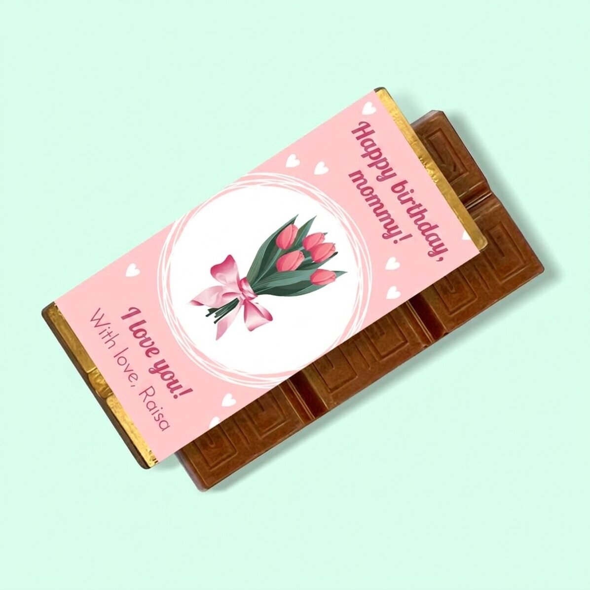 Gepersonaliseerde mini-chocoladereep met boodschap - Flowers