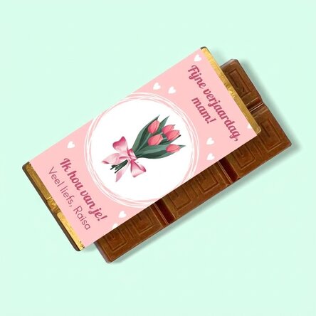 Gepersonaliseerde mini-chocoladereep met boodschap - Flowers