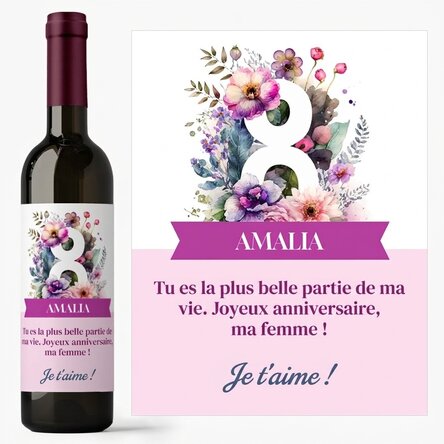 Vin personnalisé avec un message - 8 mars