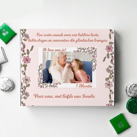 Gepersonaliseerde bonbonnière met foto en tekst - Floricele