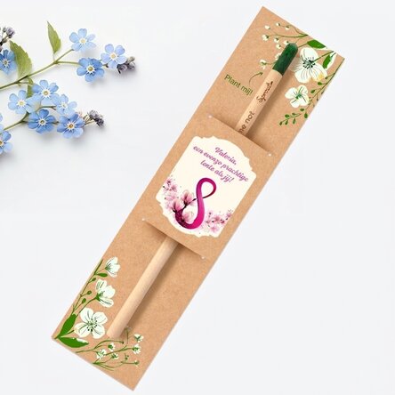 Gepersonaliseerd plantbaar potlood met boodschap - 8 maart