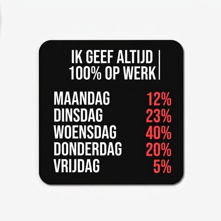 Bekerhouder met tekst - 100% at work