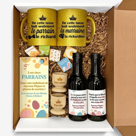 Coffret cadeau personnalisé pour les parrains et marraines - Joyeuses Pâques