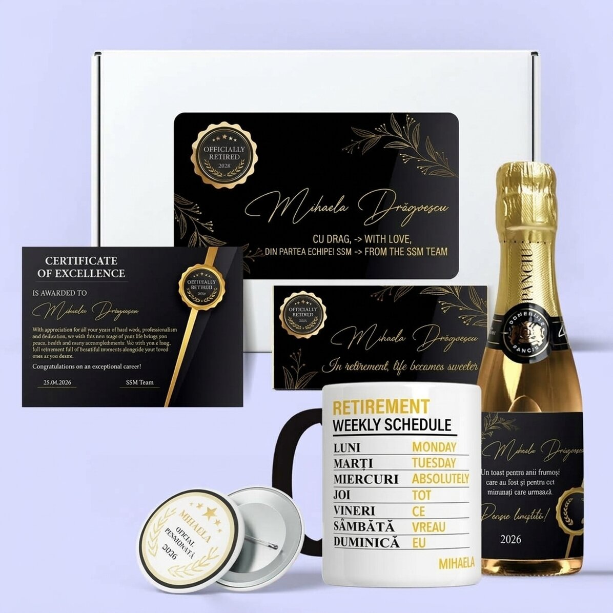 Coffret cadeau personnalisé pour un départ à la retraite