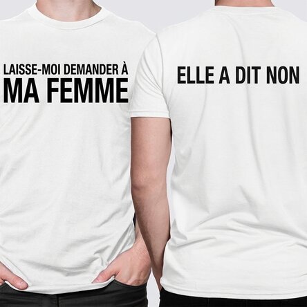 T-shirt en coton personnalisé avec un message amusant au recto et au verso