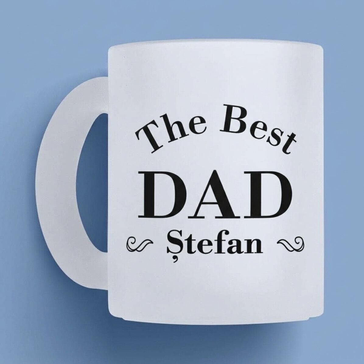 Gepersonaliseerde matte glazen mok met tekst - De beste papa